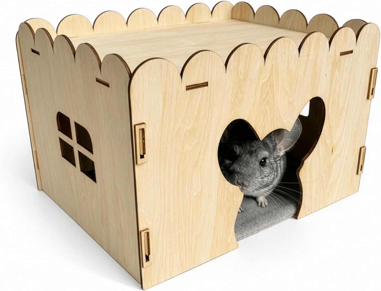 OtterPets Chinchilla House, Fleece Mat Included, Made from Safe and Natural Materials, Chinchilla Cage Accessories, Chinchilla Hideout