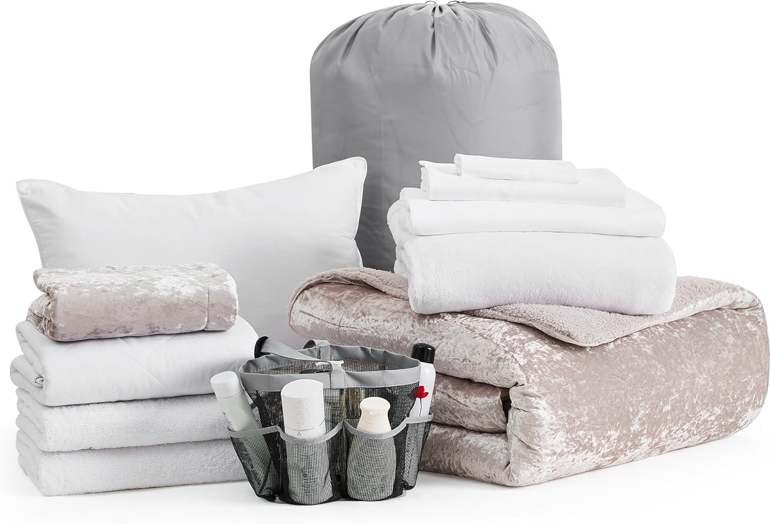 College Freshman Dorm Pack Plus - Twin XL Coma Inducer® - Velvet Crush Champagne Pink