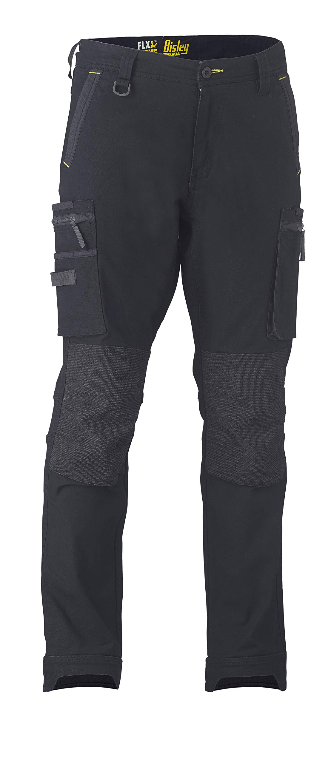 Bisley Workwear UKBPC6333_BBLK Flex & Move Cargo Trousers Stretch Utility Zip with Knee Pockets-Black, 36R