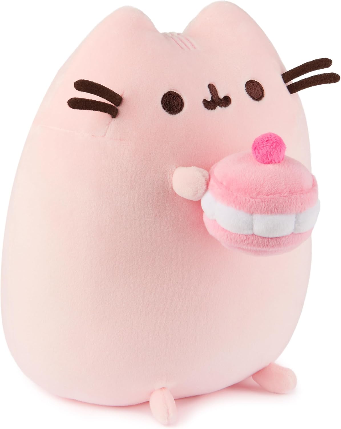 GUND Pusheen Cherry Macaron Squisheen Plush, Squishy Toy, Collectible Dessert Food Toy, Cat Stuffed Animal for Ages 8 and Up, Pink, 9.5”