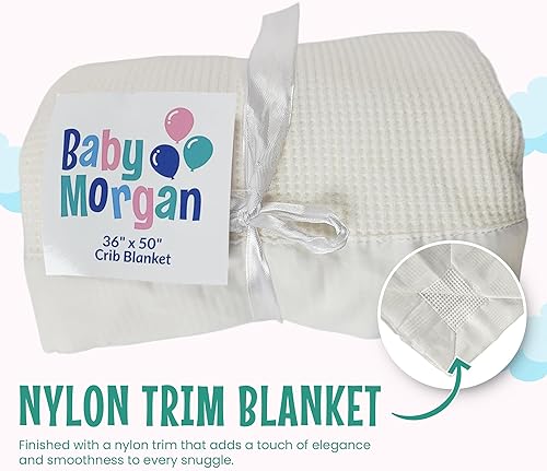 Miniatura 5 de Manta térmica para bebé con ribete de nailon satinado, 36 x 50 pulgadas (ribete de nailon, blanco)