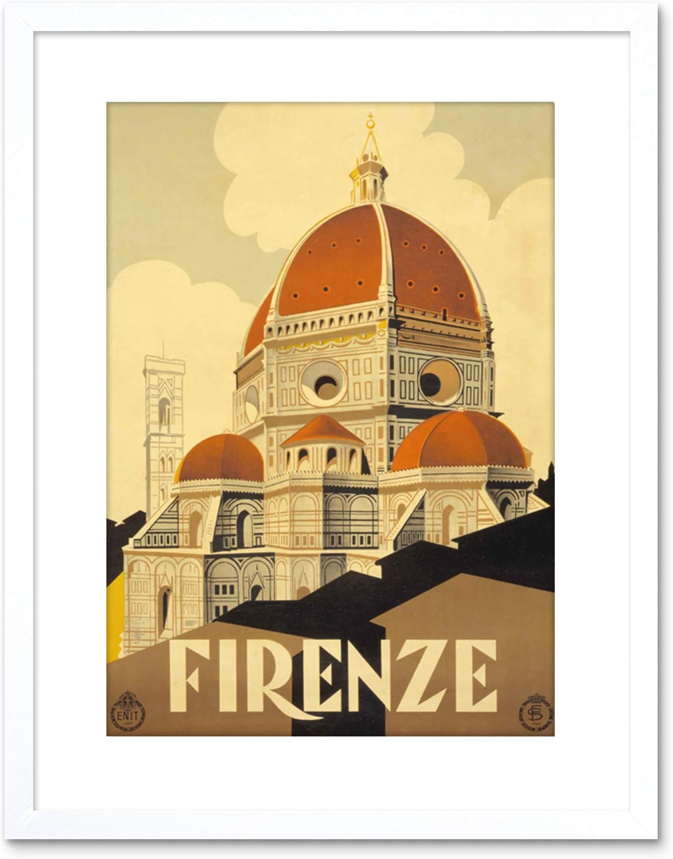 9x7 '' TRAVEL FLORENCE BASILICA SANTA MARIA FIORE FRAMED ART PRINT F97X1375
