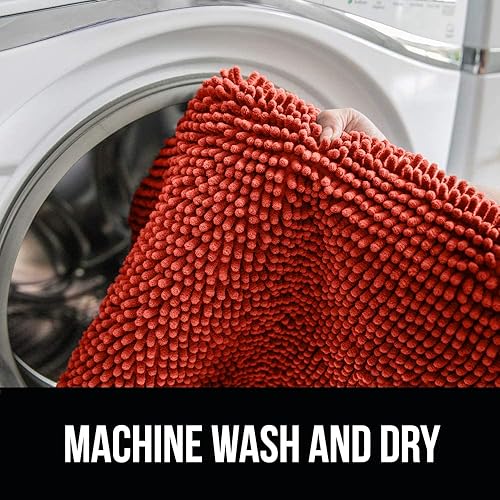 Vista 204 de Gorilla Grip - Tapete de baño de 30” x 20”, de felpilla gruesa, suave y absorbente, secado rápido, de microfibra, con reverso de caucho, para piso