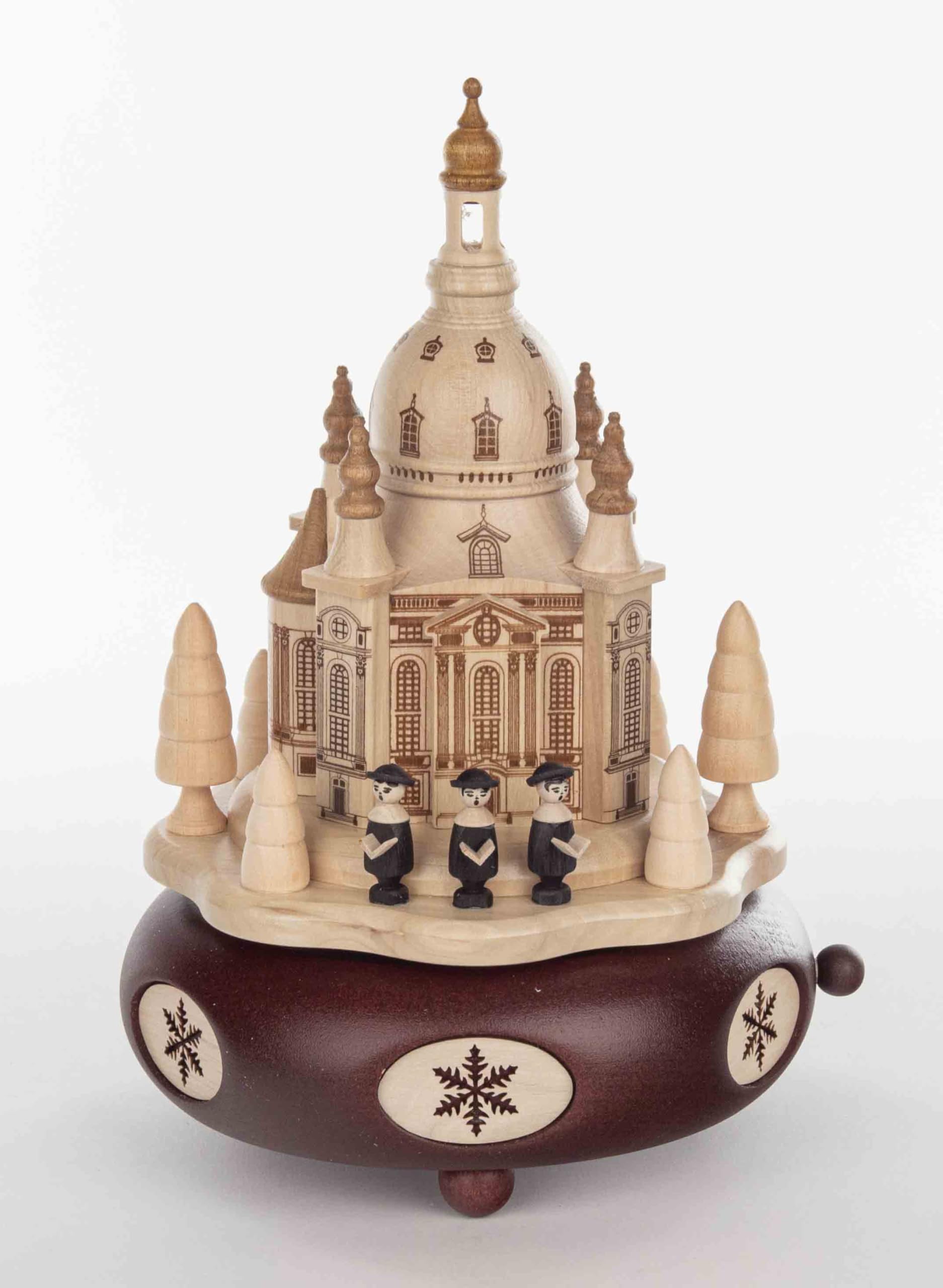 Caja de música decorativa Iglesia de Dresde 22cm de madera tallada de los Montes Metálicos