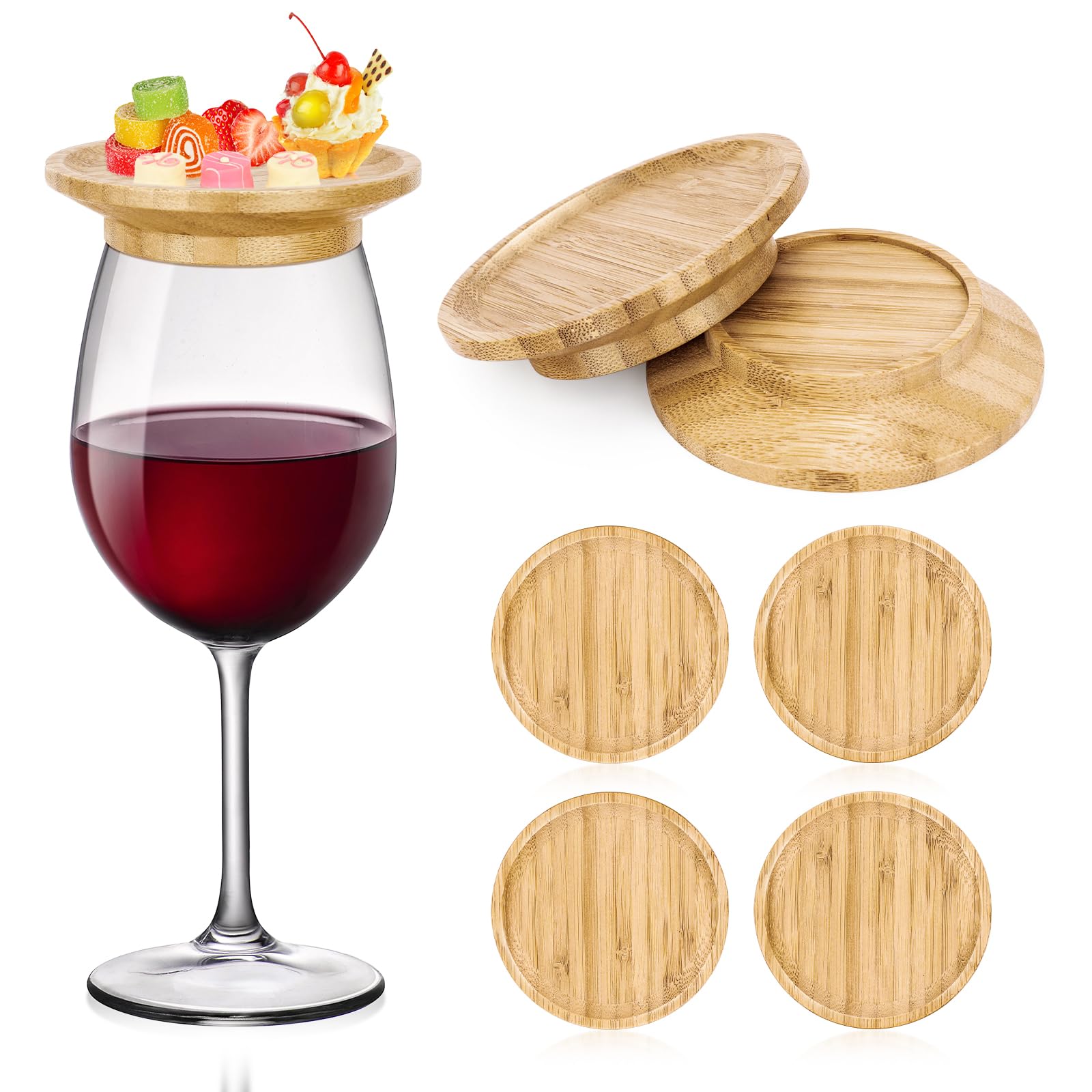 Décoration de verre à vin en bambou naturel réutilisable haut de gamme