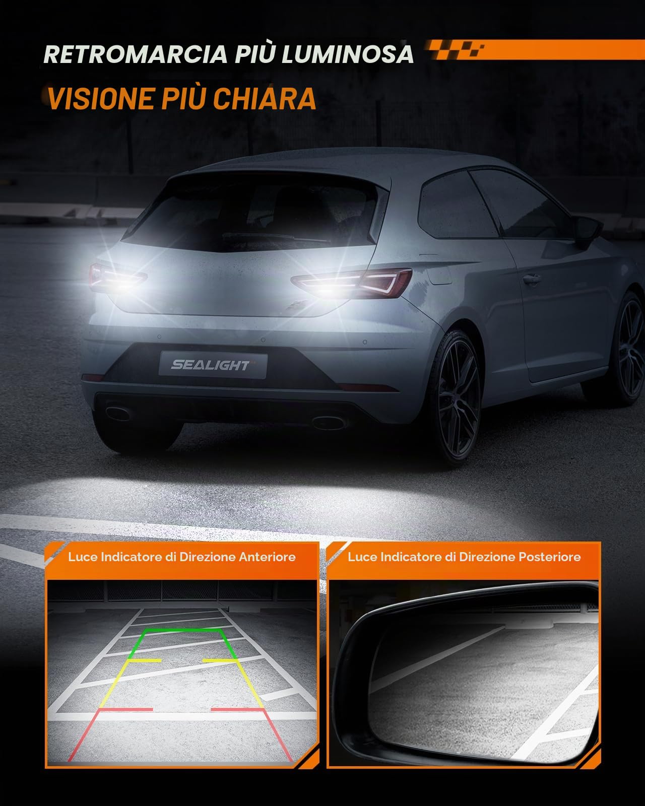 SEALIGHT Lampadina LED W21W T20 7440 7443 6500K Bianco 2 sztuki