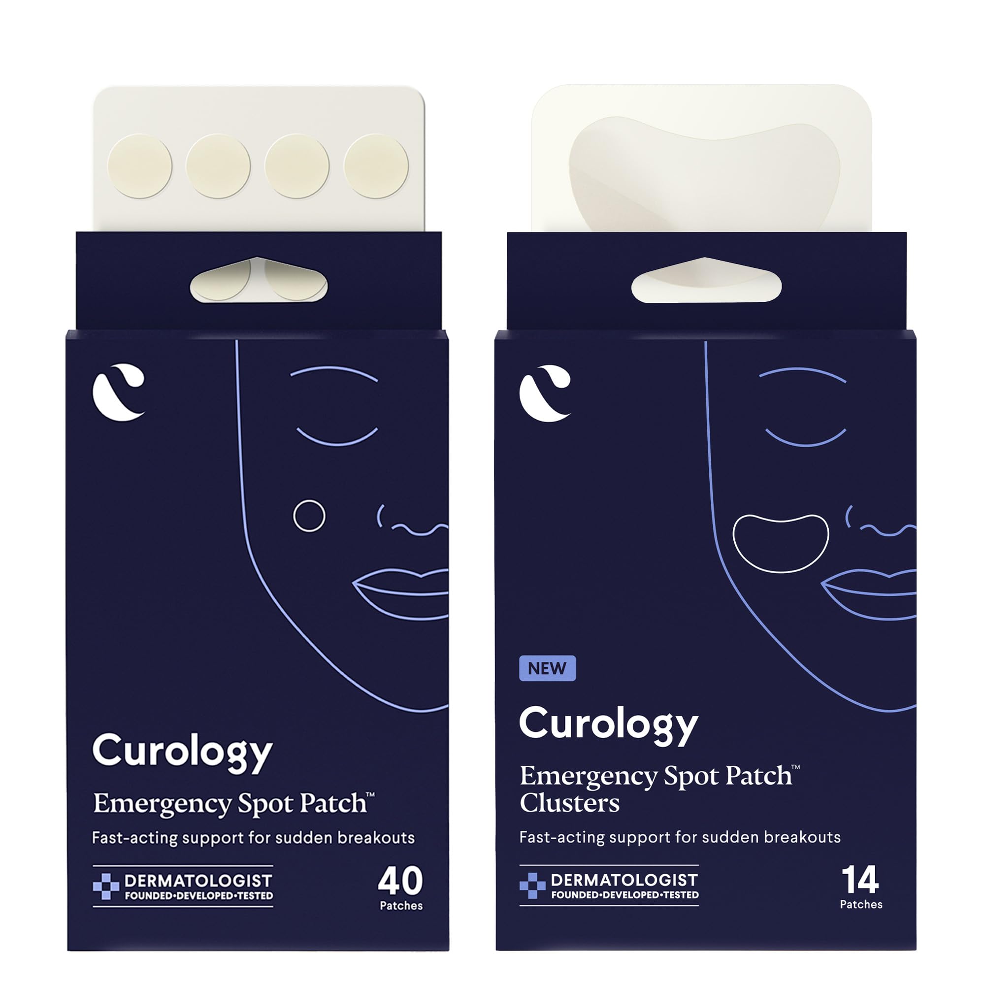 Curology Emergency Spot Pimple Patches for Face Variety Size Bundle 40 Small Spot 14 Large Cluster Hydrocolloid Pimple