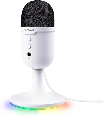 GXTrust Yami Microfono a Condensatore USB da Streaming per Podcast, Bianco | Schema Cardiode, RGB, Pulsante di Silenziamento, per Gaming Discord Twitch Youtube Microfono ASMR
