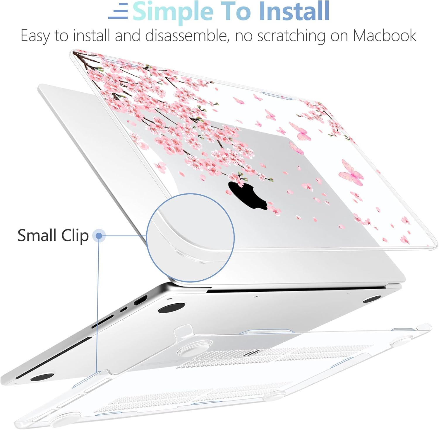 MEEgoodo Compatible with MacBook Pro 14 inch Case (M5/M4/M3/M2/M1) 2025 2024 2023 2021, Case Fit Model A3434/A3112/A3401/A3185/A2918/A2992/A2779/A2442 Pro/Max, Cherry Blossoms - Image 5