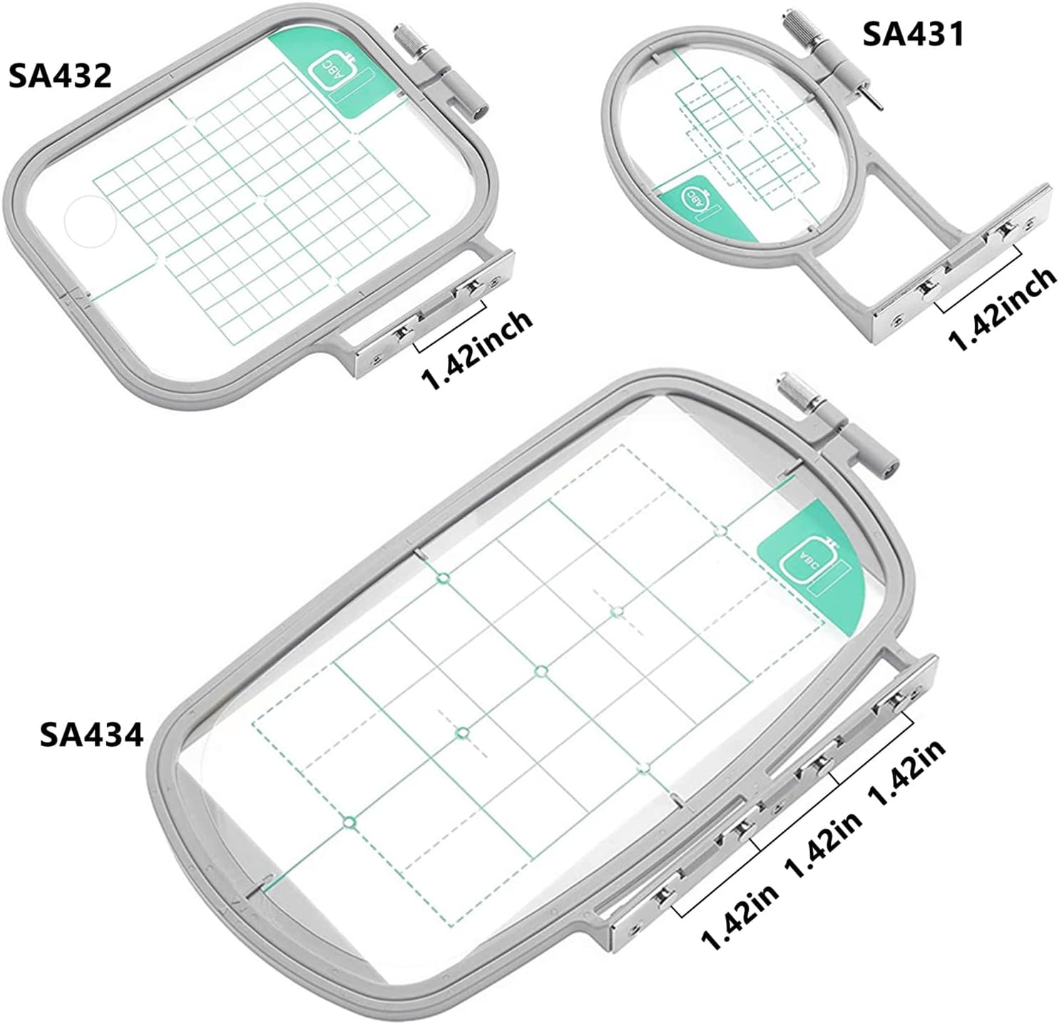 YEQIN Embroidery Hoops 3 in 1 Set (SA431+SA432+SA434) for Brother SE625 SE600 SE425 SE400 PE550D PE540D PE535 PE525 PE500 LB5000 LB7000 LB6800 Innovis Babylock Brother Embroidery Machine Hoop