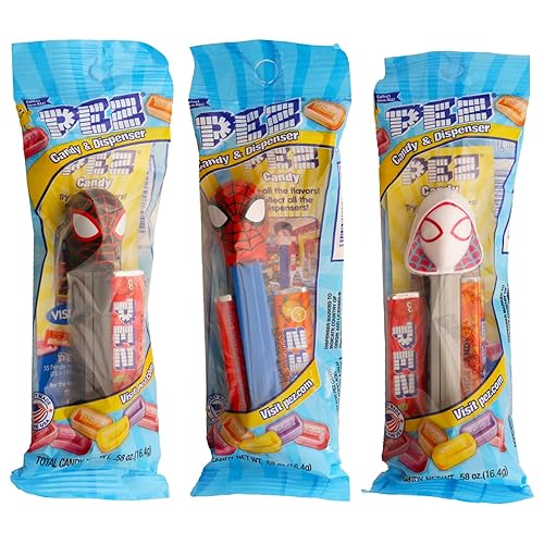 Miniatura 2 de Spiderman PEZ Dispensers Paquete de 4  Paquete con 3 dispensadores Pez con paquete de repuesto Spiderman Plus PEZ  Dispensador de dulces Marvel