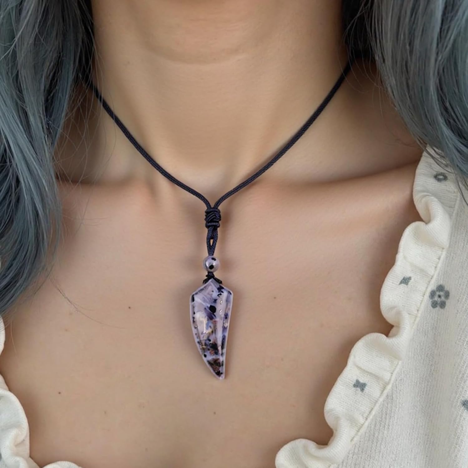 EDEN'S CALL Natural Stone Necklace for Men and Women Adjustable Cord Wolf Tooth Amulet Healing Crystal Stone Pendant Necklace for Lucky Love - Image 6