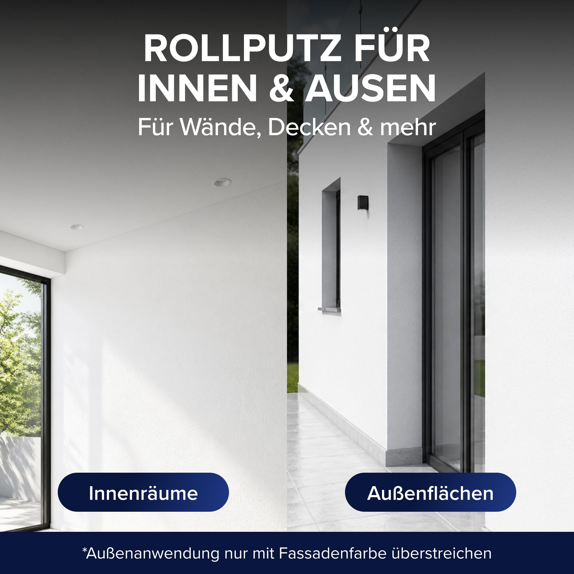 Plid® Intonaco Arrotolato per Interni ed Esterni, Bianco Opaco [20 kg] - Traspirante Ad Alta Opacità Pronto Alla Lavorazione - Rullo per Superfici Grossolane e Fini