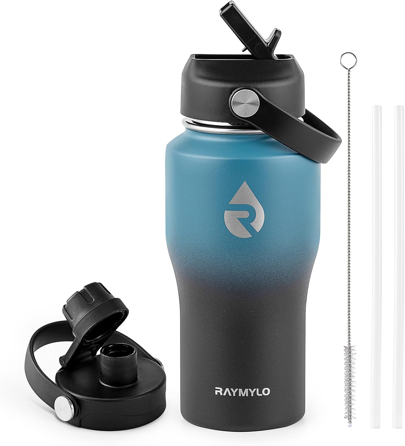 18 oz Insulated Water Bottle with Straw fit in Car Cup Holder, Triple Wall Vacuum Stainless Steel(Cold 48 hrs, Hot 24 hrs), Leakproof & Non-BPA, Hydro Travel Flask with Straw and Spout Lid