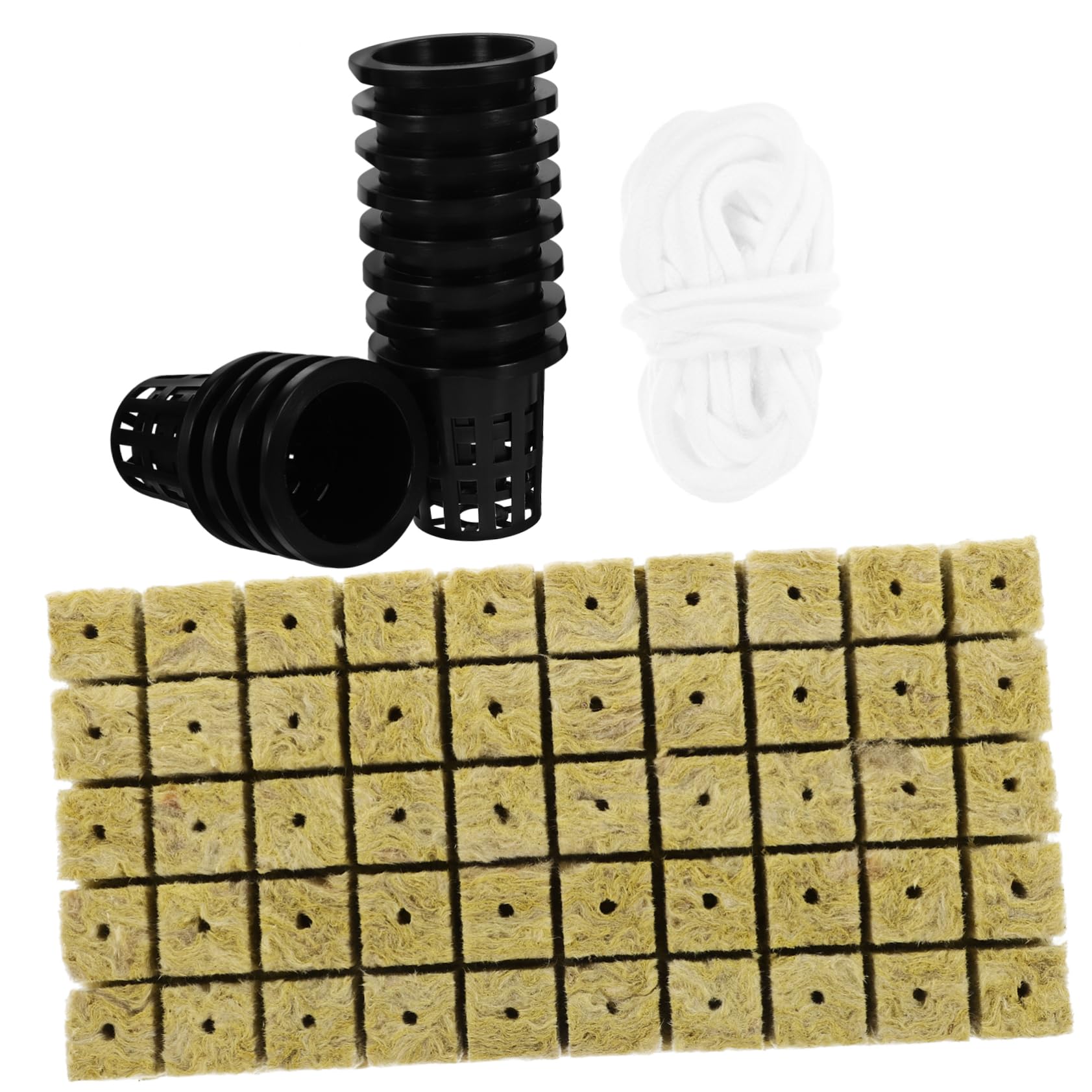 BESPORTBLE 3sätze Hydroponik Anzuchtsystem Kit Mit Mineralwolle Und Selbstbewässerung Pflanzkörbe Und Schnur Für Blumen Und Gemüse Für Indoor-