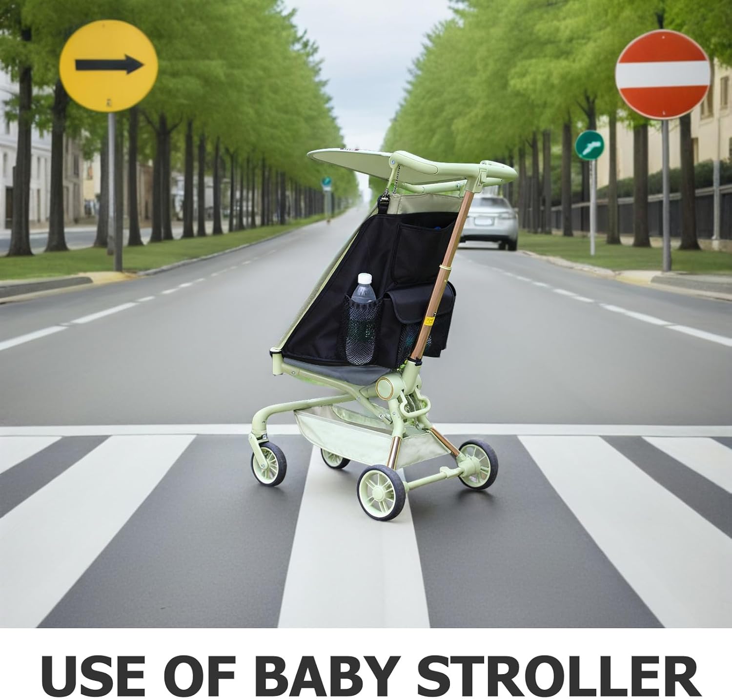 Baby Stroller Storage Pouch - Multi-Compartments Stroller Shopping Bag with Cup Holder - Easy-Access Pushchair Hanging Organizer for Parents Daily Use