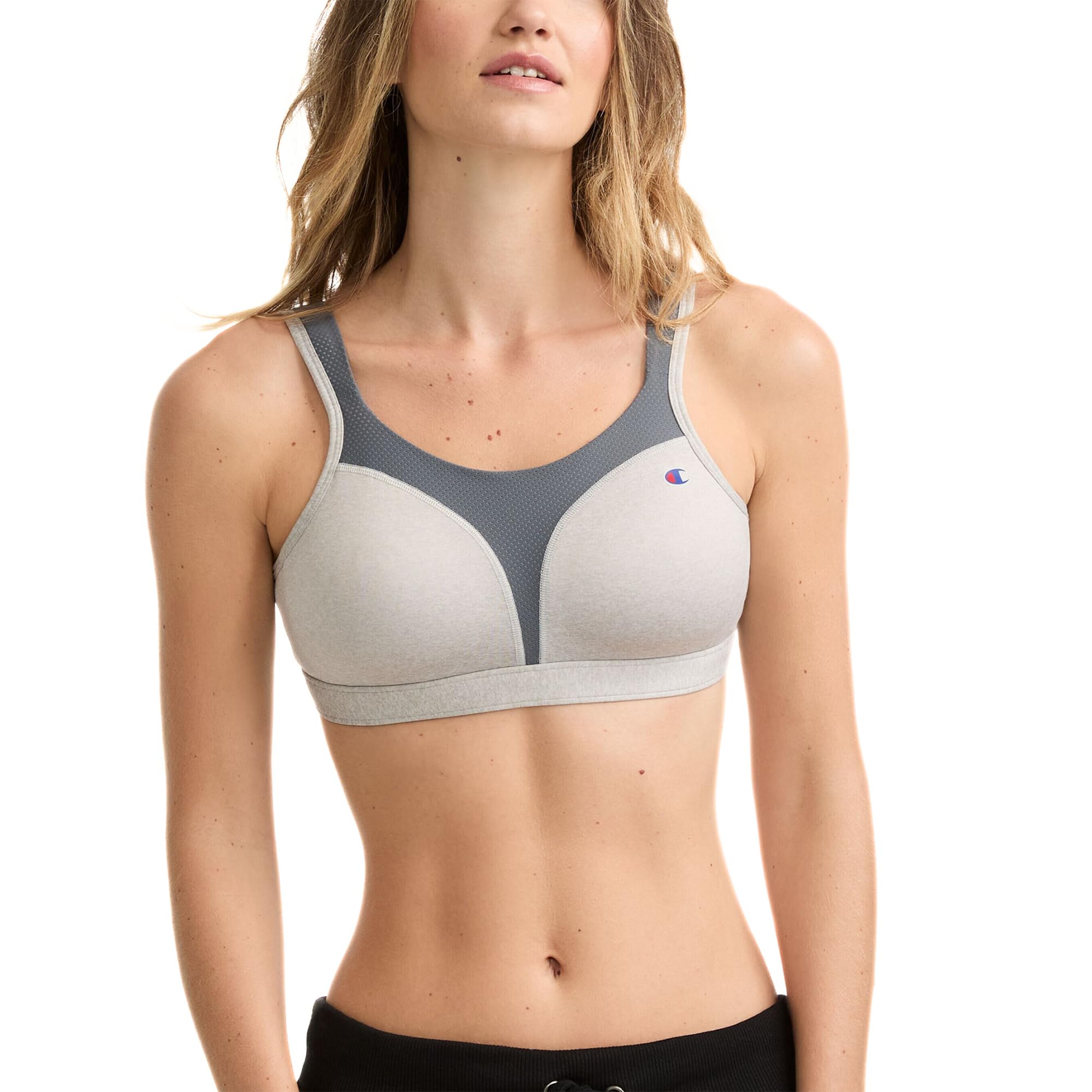 Champion Womens Spot Comfort Full Support Sports Bra, Oxford Heather/Medium Gray, 34C UK