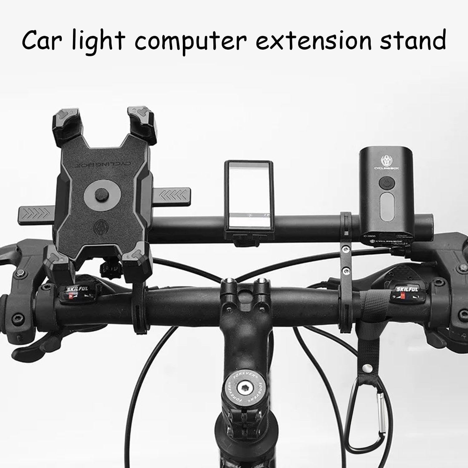 Vendite Pazze Telaio di estensione del manubrio della bicicletta, staffa di estensione del manubrio della bici professionale, accessorio per attrezzatura da ciclismo(black, Double rack (20M) in bag