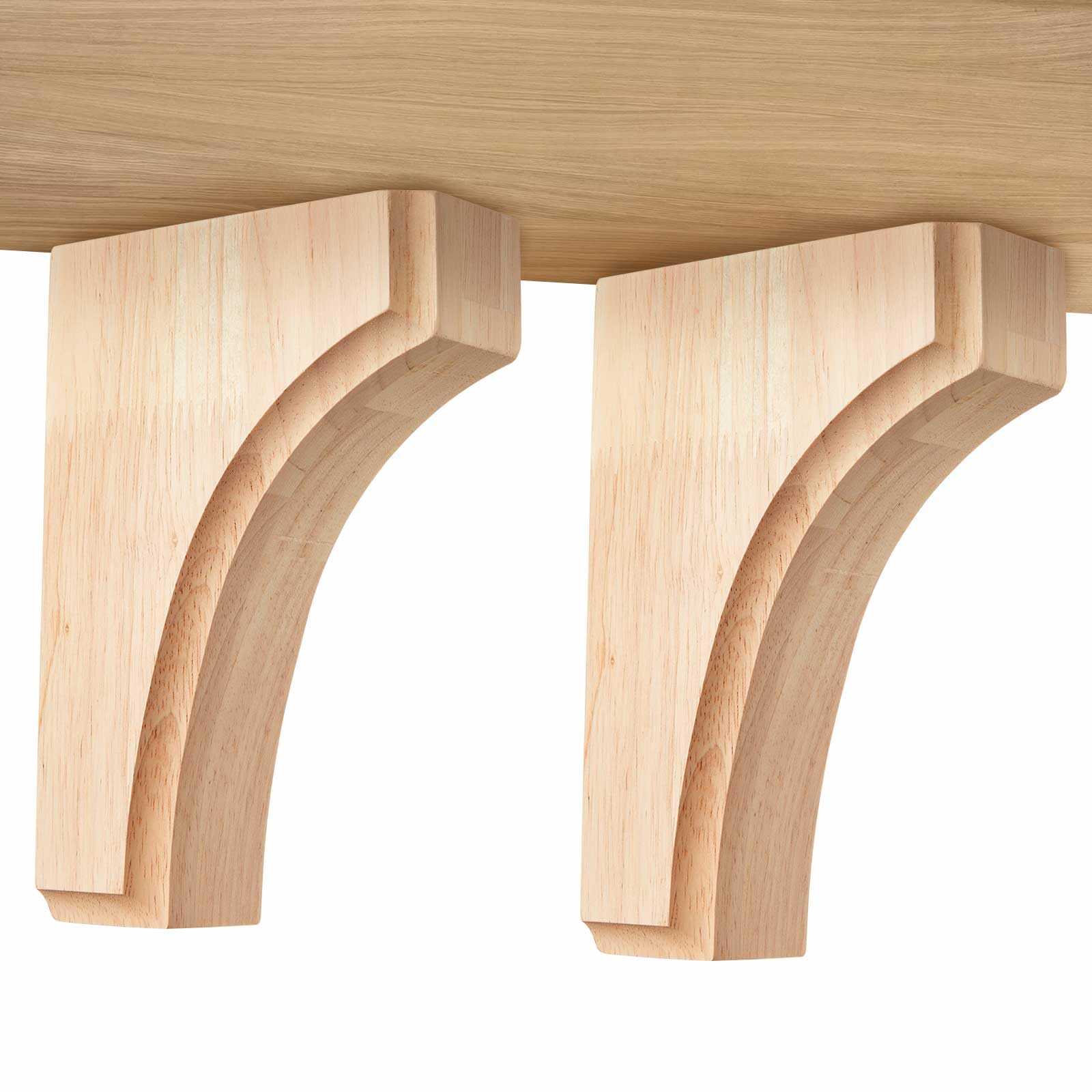 Briwooody 2 Pack Wood Corbels - Recessed Shelf Brackets, Solid Wood Decorative Wall Corbels for Kitchen Shelves, Floating Shelves and Home Decor (1 3/4" w X 4" d X 6" h,Classic)