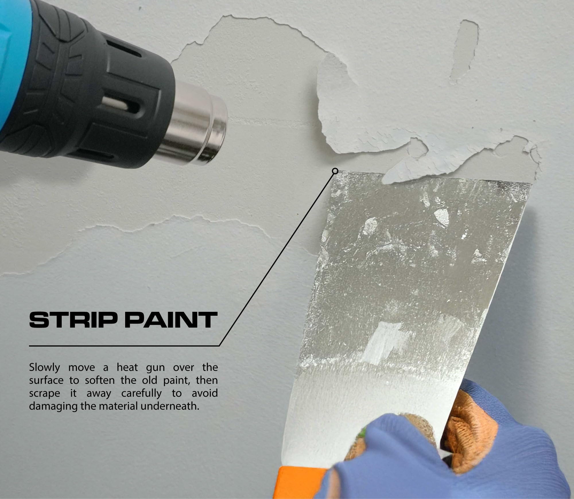 REV Blaze 550 Pistolet thermique à chauffage rapide très résistant, 3 réglages de température jusqu'à 550 °C, application de vinyle automobile, peinture à dénuder, PVC rétractable