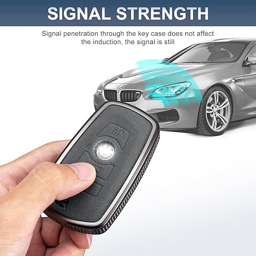 Miniatura 10 de YO&YOYE Compatible con funda de llavero de cuero para llavero BMW 1 3 5 7 Series 530 F48 X1 X2 X3 X4 X5 X6 (modelo 2, marrón)