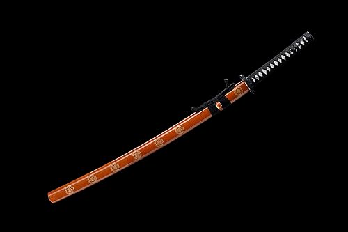 Miniatura 3 de Espada Samurai tradicional ultra afilada, hecha a mano con características de acero al carbono 1060, acero plegado de Damasco, acero T10 y acero