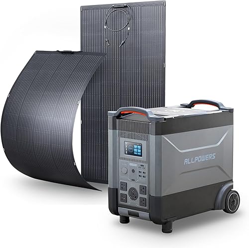 ALLPOWERS Estación de energía portátil LiFePO4 de 3456Wh 3600W con 2 paneles solares flexibles de 200 W incluidos, salida RV de 30 A, control de disponible en Yaxa El Salvador
