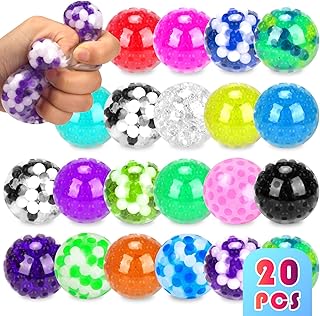 20 Pcs Sensory Stress Balls Bulk for Kids and Adults, Squishy Ball Fidget Toys for Autistic Children , Party Favors Stress Relief Balls with Water Beads, Goodie Bag Stuffers, Treasure Box Toys