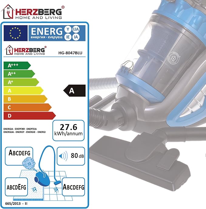 Herzberg HG-8047BLU: Aspirador sin Bolsa multiciclón : Amazon.es: Hogar y  cocina