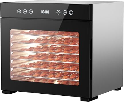 Food Dehydrator 8 Trays 650W, Stainless Steel Food Dryer with Adjustable Timer & Temperature 95-167F