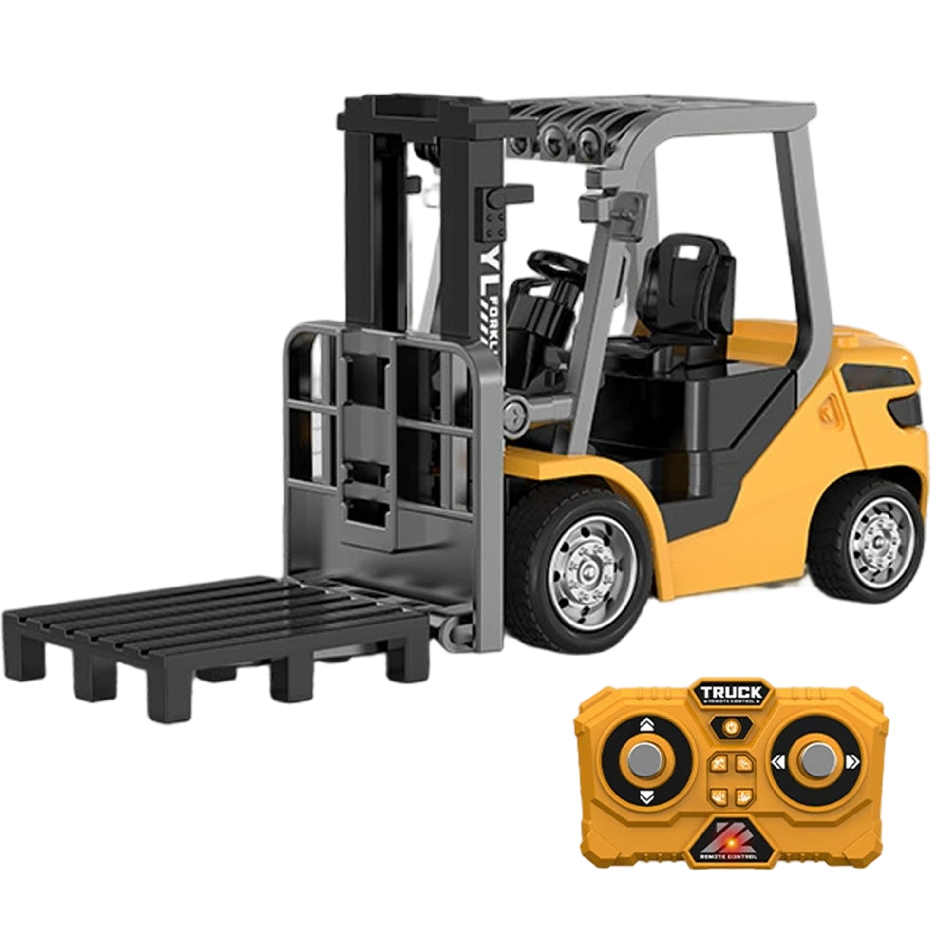 Carretilla elevadora de Juguete, Carretilla elevadora con Control Remoto de 3 velocidades con Luces y Sonidos, vehículos de construcción RC con Carga USB 1:64 para niños y niñas
