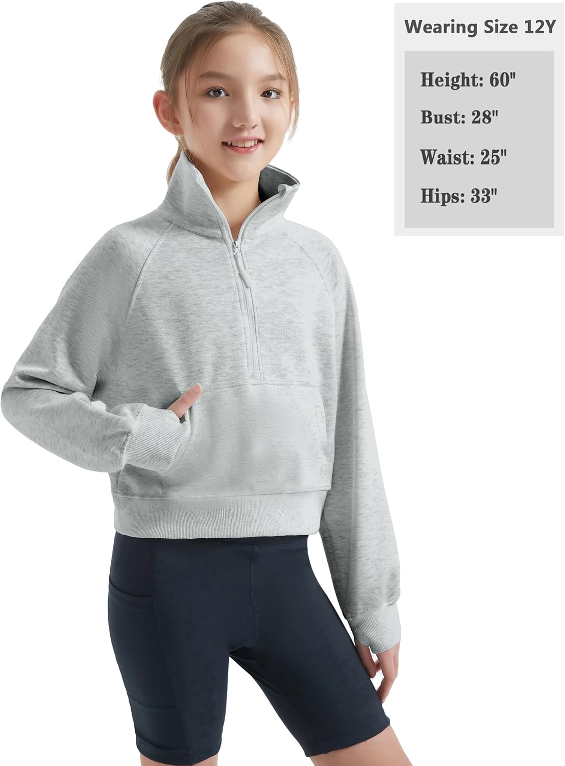 EXARUS Girls Sweatshirts Cropped/Oversized Hoodie Pullover Long Sleeve with Pocket Casual School for Kids 6-14Y - Image 6