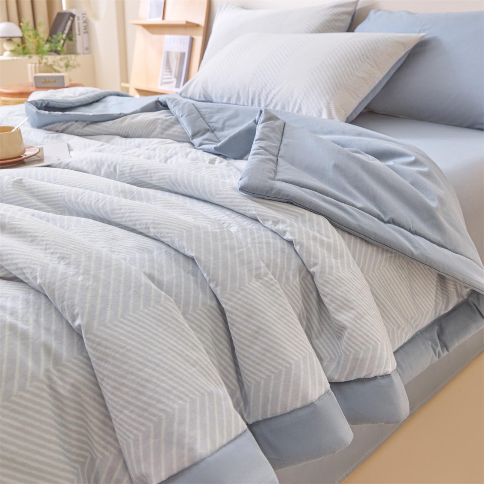 Odot Edredón Sin Funda 2.5 TOG Single A King (Cuadros 7,150x200cm) | Relleno Nórdico Verano Edredón Ligero y Transpirable Lavable a Máquina y Secado Rápido para las Noches Cálidas de Verano