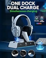 NUBWO G06 Pro Wireless Gaming Headset PS5 50mm, 120 órás akkumulátor, töltőállomás - white black 2