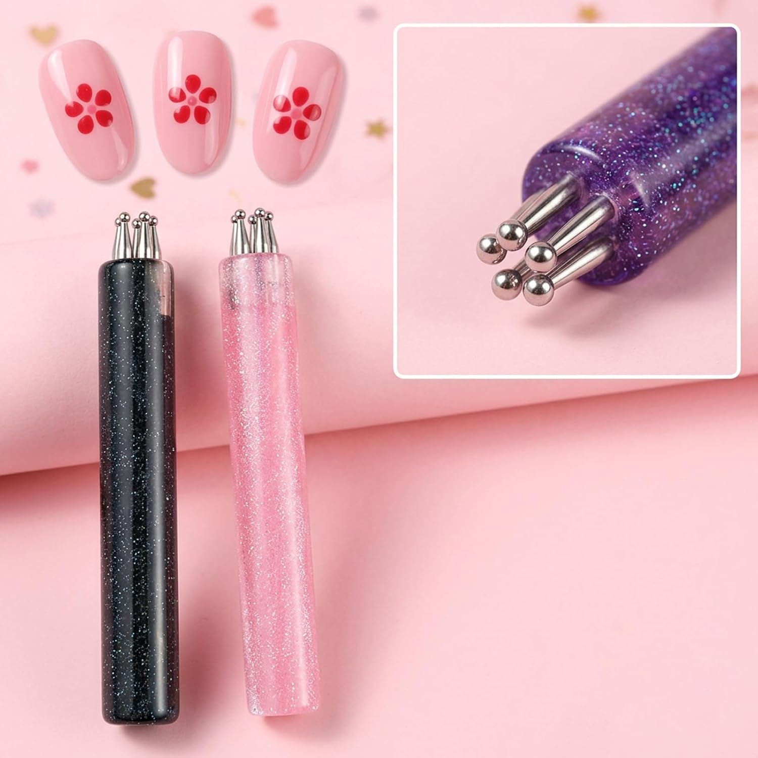 5-Petal Nail Design Tools. This flower dotting tools nail art is a practical nail art tool for professional salons and home DIY. You can create delicate nail art flowers