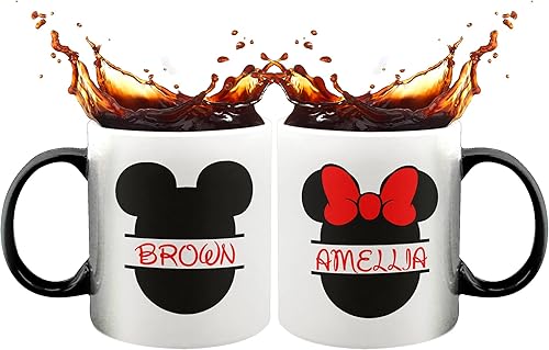 Miniatura 6 de Tazas personalizadas para parejas con nombres para mujeres, compromiso, boda, pareja para él y sus tazas personalizadas (taza regular)