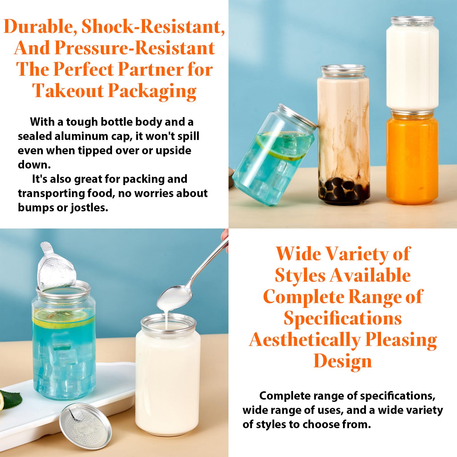 Vasos selladores de latas de plástico desechables, a prueba de fugas, 500 ml, 100 unidades, seguros e inodoros para carritos de alimentos y tiendas de comida para llevar