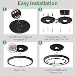 6PK 9 1 cm LED Lumières de plafond de montage, 18W, 1860LM, 3000K/4000K/6000K CCT Luminaires à panneau plat rond pour Hallway, Cuisine, Chambre, Lave-linge, Noir