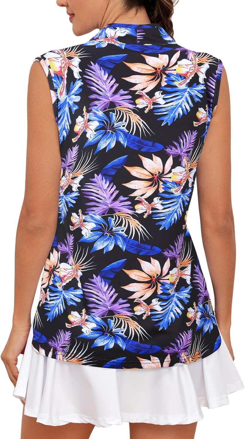 Cucuchy Style Womens Golf Shirts Sleeveless 1/4 Zip Up Moisture Wicking Tennis Polo Tank Tops M-3XL - Image 2
