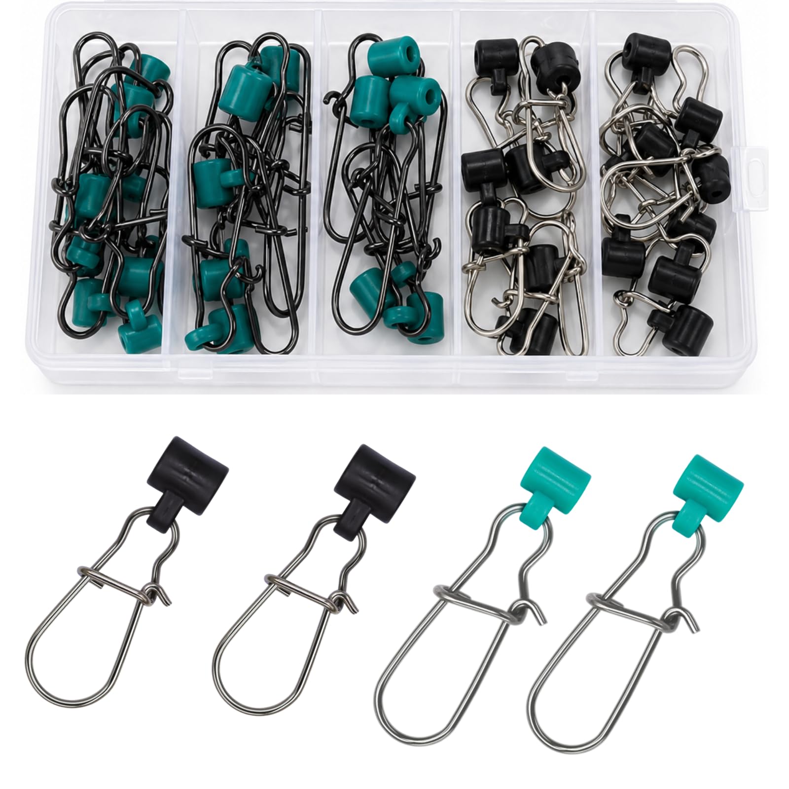 30 toboganes de plomos para pesca, deslizadores de peso de pesca con broches de doble bloqueo, conectores deslizantes de plomero resistentes para aparejos de bagre, pesca de surf, aparejos de