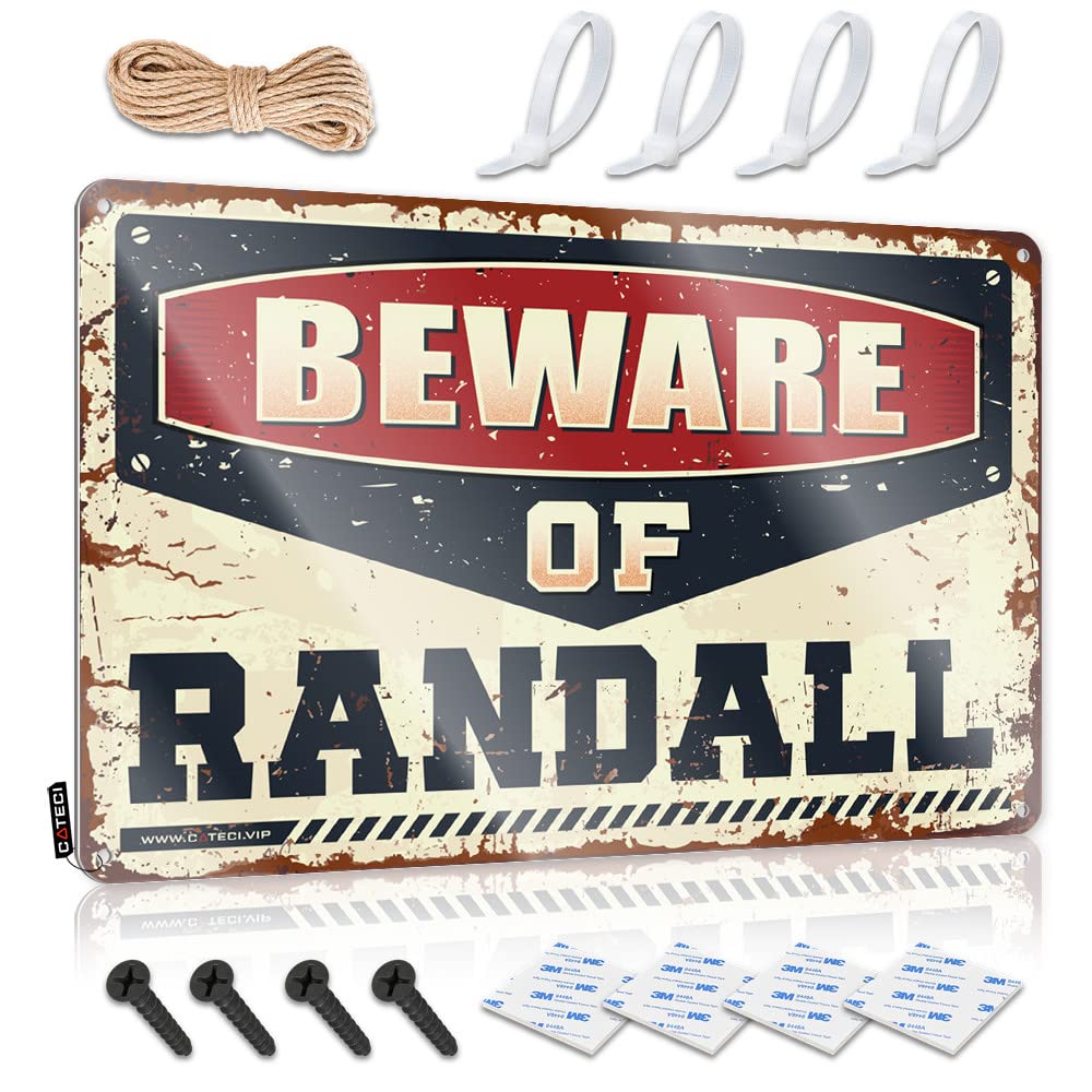 Funny Sarcastic Signs Beware Of Randall Tin Sign Personalized Bar Signs Funny Bar Decor(20X30CM)