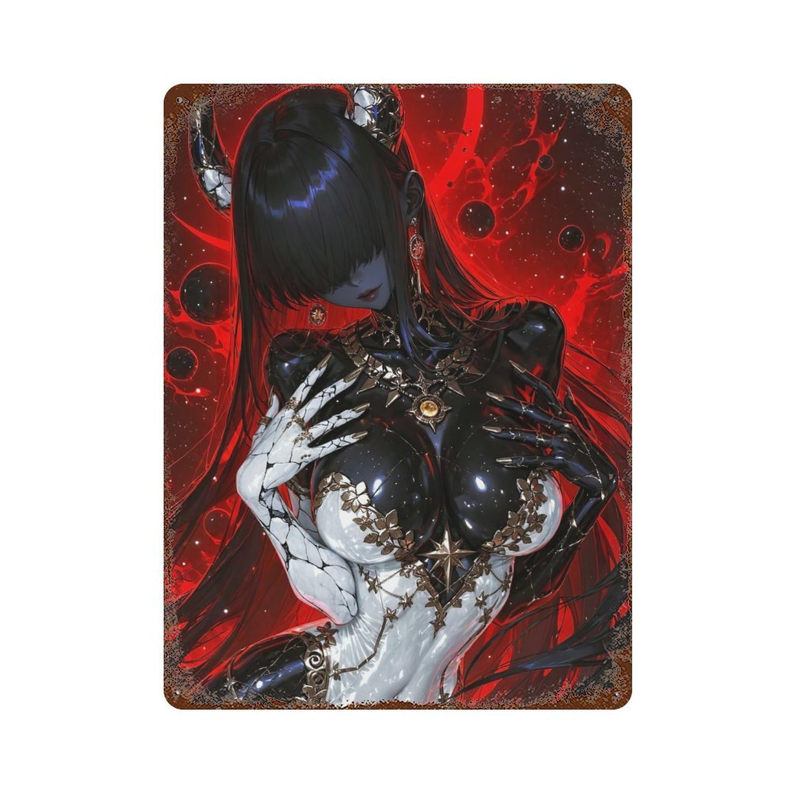 Vintage Rust Metal Sign Demoness 15.7"x11.8", Novelty Wall Decor for Office, Studio And Wall Decor