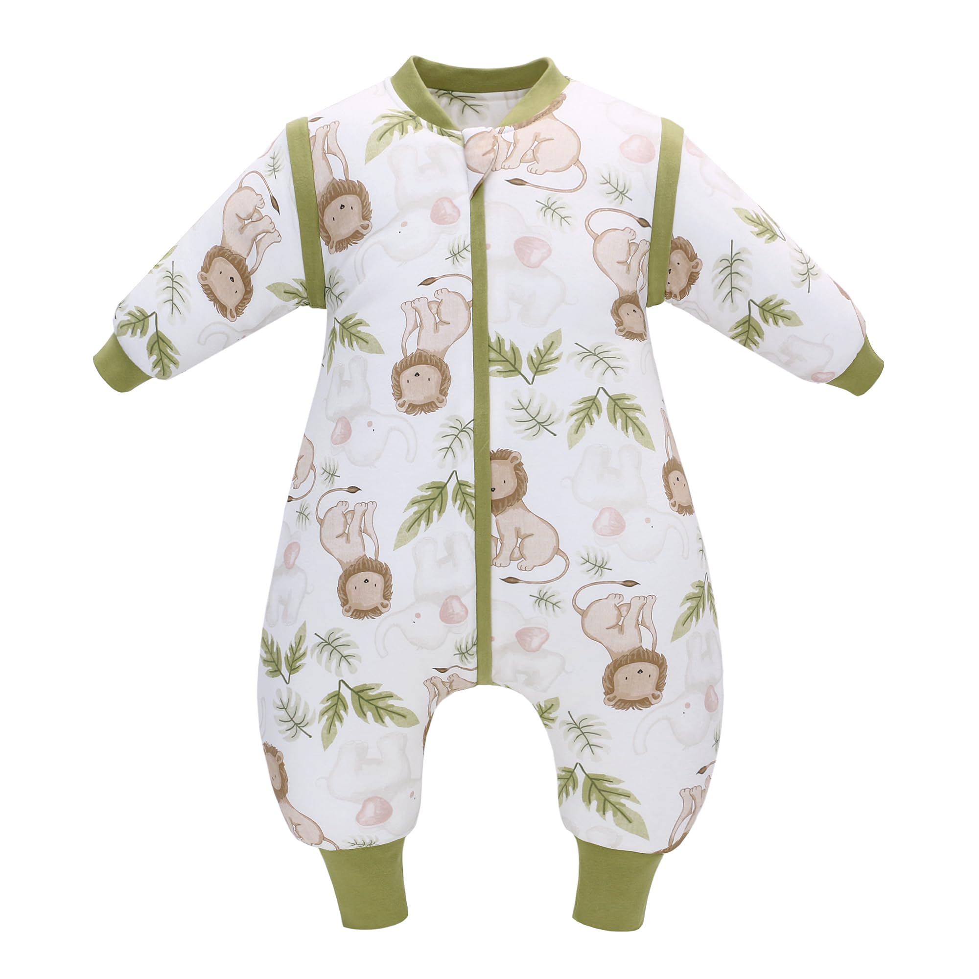 LAT Sacco Nanna Invernale, 2.5 Tog Sacco Nanna con Piedini e Maniche Staccabili, Sacco a Pelo in Cotone con Cerniera a 3 Vie per Bambini