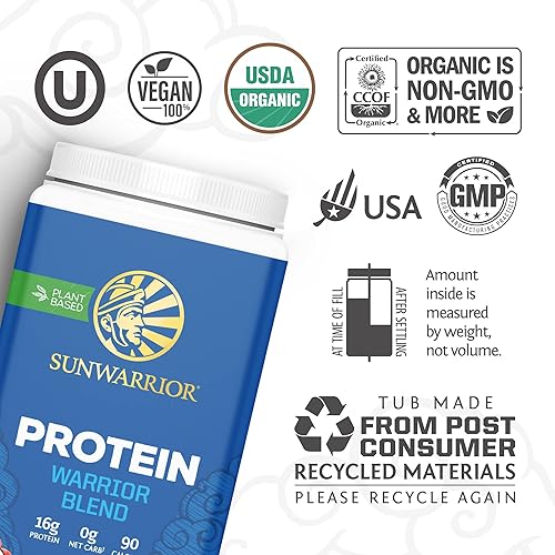 Miniatura 28 de Sunwarrior - Proteína vegana en polvo con BCAA, semillas de cáñamo, libre de gluten, sin OGM, lácteos, soja, azúcar, baja en carbohidratos, sabor