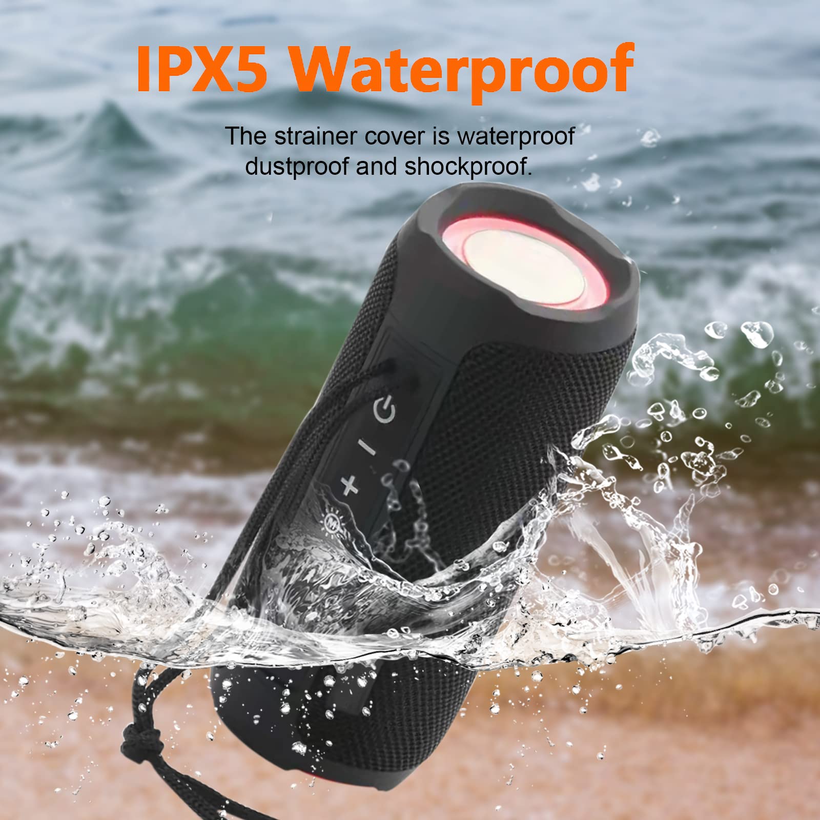 TGUCITESEN Bluetooth Speaker Outdoor Portable Speakers Portable Speaker,Compatible with Hands Free Calling Subwoofer Speaker Bluetooth 5.3 Ideal for Home,Travel,Outdoor Camping (Black)