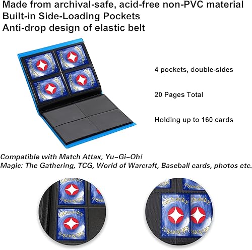 Miniatura 5 de GEAoffice Carpeta de 4 bolsillos  Carpeta de álbum de colección de tarjetas coleccionables de tamaño pequeño  Carpeta de bolsillo de carga lateral