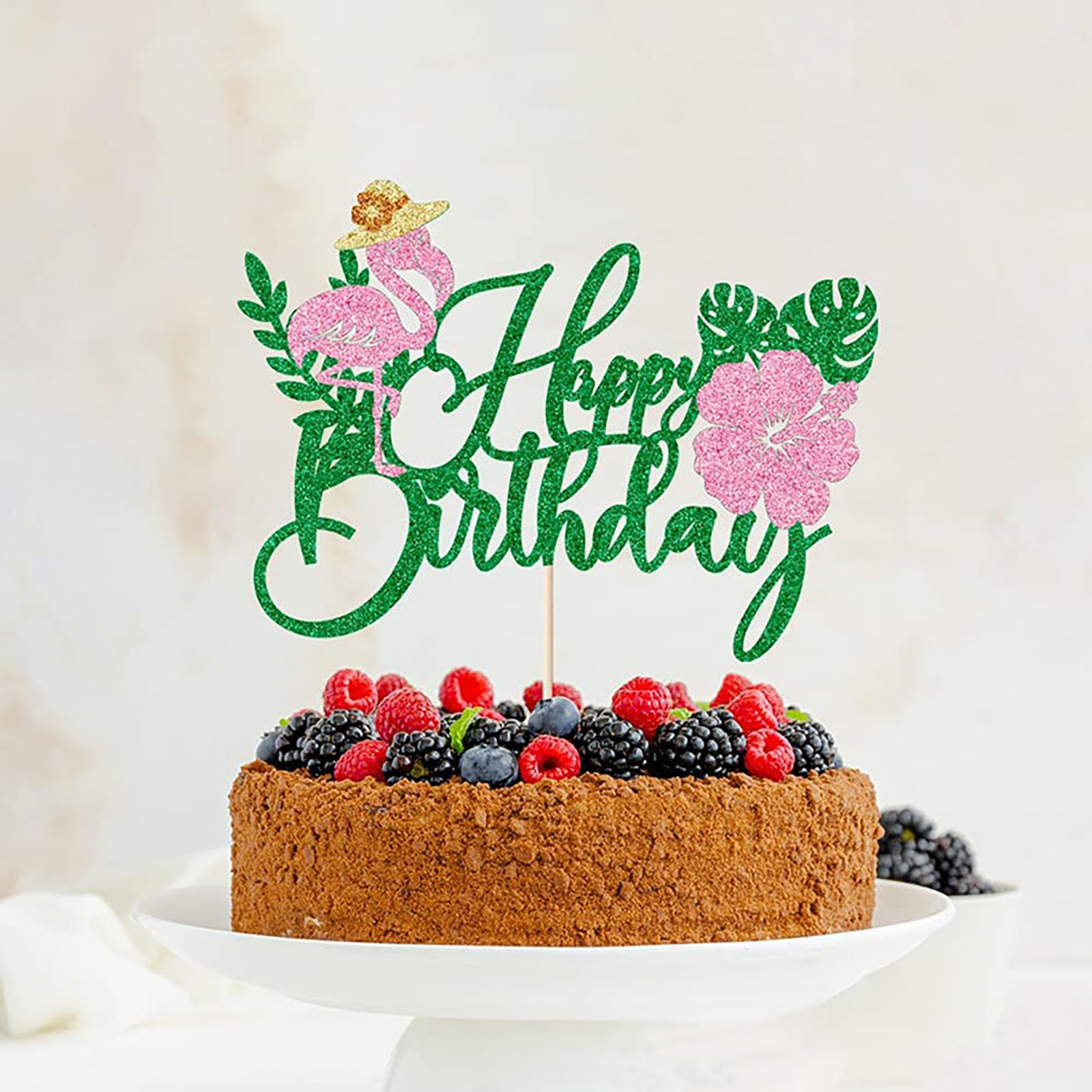 Tropischer Kuchenaufsatz 'Happy Birthday' – Flamingo & Ananas Deko Für Sommerpartys