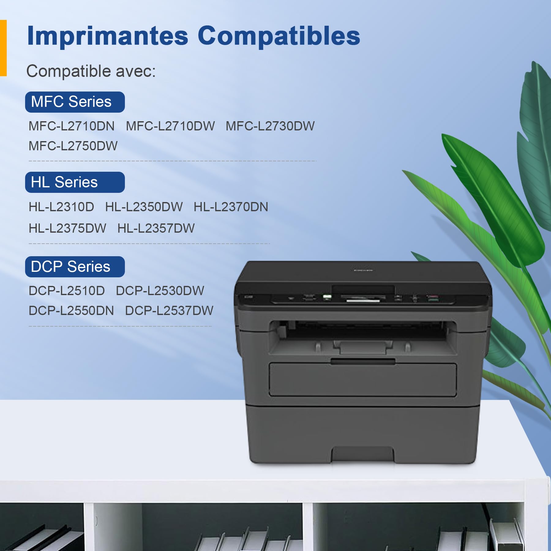 Palmtree Compatible Toner TN2420 Toner Brother DCP-L2530DW Toner Brother HL-L2350DW Toner MFC L2710DW TN2410 TN 2420 TN-2420 DCP L2530DW MFC-L2710DW MFC-L2750DW DCP-L2510D (2 Noir)