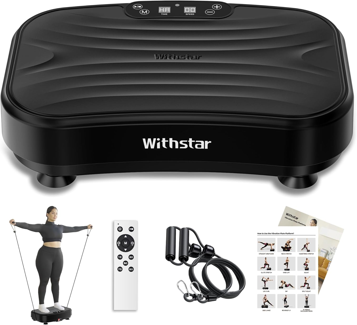 Vibration Plate Exercise Machine, Power Waver Vibration Plate Platform for Lymphatic Drainage Whole Body Vibration Plate Machine Helps Weight Loss Shaping 330lbs 110V~240V
