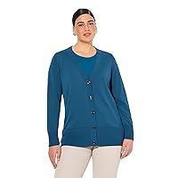 Ulla Popken Cardigan da Donna, Scollo a V